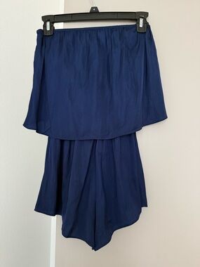 Lulu's Navy Strapless Layered Romper